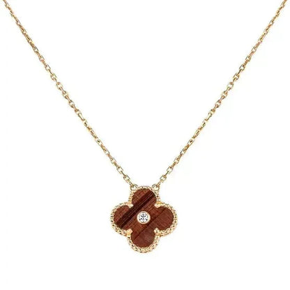 [⭐Aura]CLOVER 15MM DIAMOND AND YELLOW TIGER'S EYE AGATE necklace