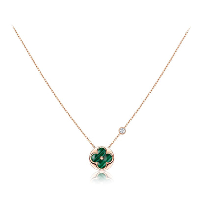 [⭐Aura]SUN PEDANT PINK GOLD 1 DIAMOND NECKLACE