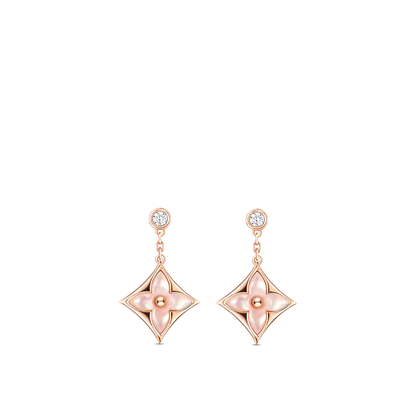 [⭐Aura]DOUBLE STAR PINK GOLD MOP DROP EARRINGS