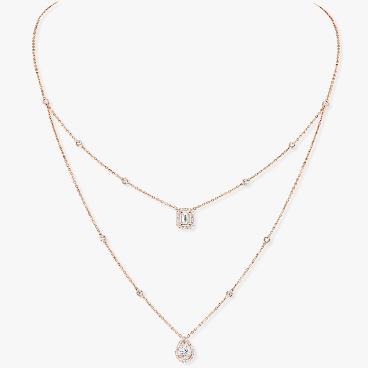 [⭐Aura]MY TWIN 2 ROW DIAMOND NECKLACE