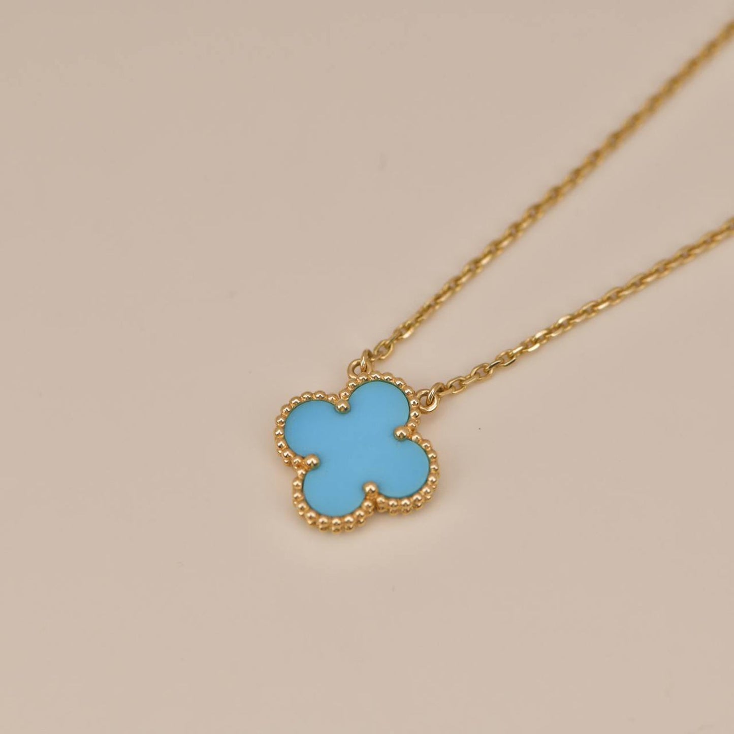 [⭐Aura]CLOVER 15MM VINTAGE TURQUOISE NECKLACE