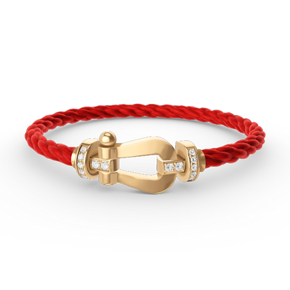 [⭐Aura]FORCE LARGE HORSESHOE HALF DIAMOND BRACELET GOLD