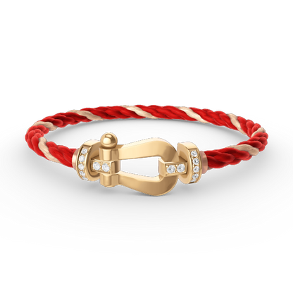 [⭐Aura]FORCE LARGE HORSESHOE HALF DIAMOND BRACELET GOLD