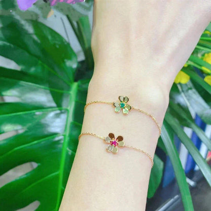 [⭐Aura]FRIVOLE GOLD FLOWER PINK MALACHITE BRACELET