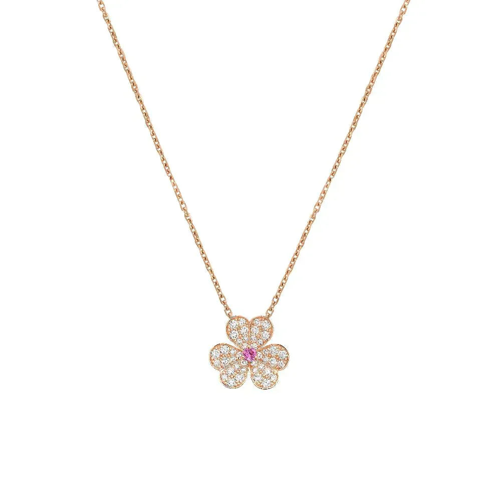 [⭐Aura]FRIVOLE ROSE GOLD FLOWER DIAMOND NECKLACE