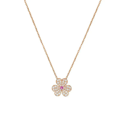 [⭐Aura]FRIVOLE ROSE GOLD FLOWER DIAMOND NECKLACE