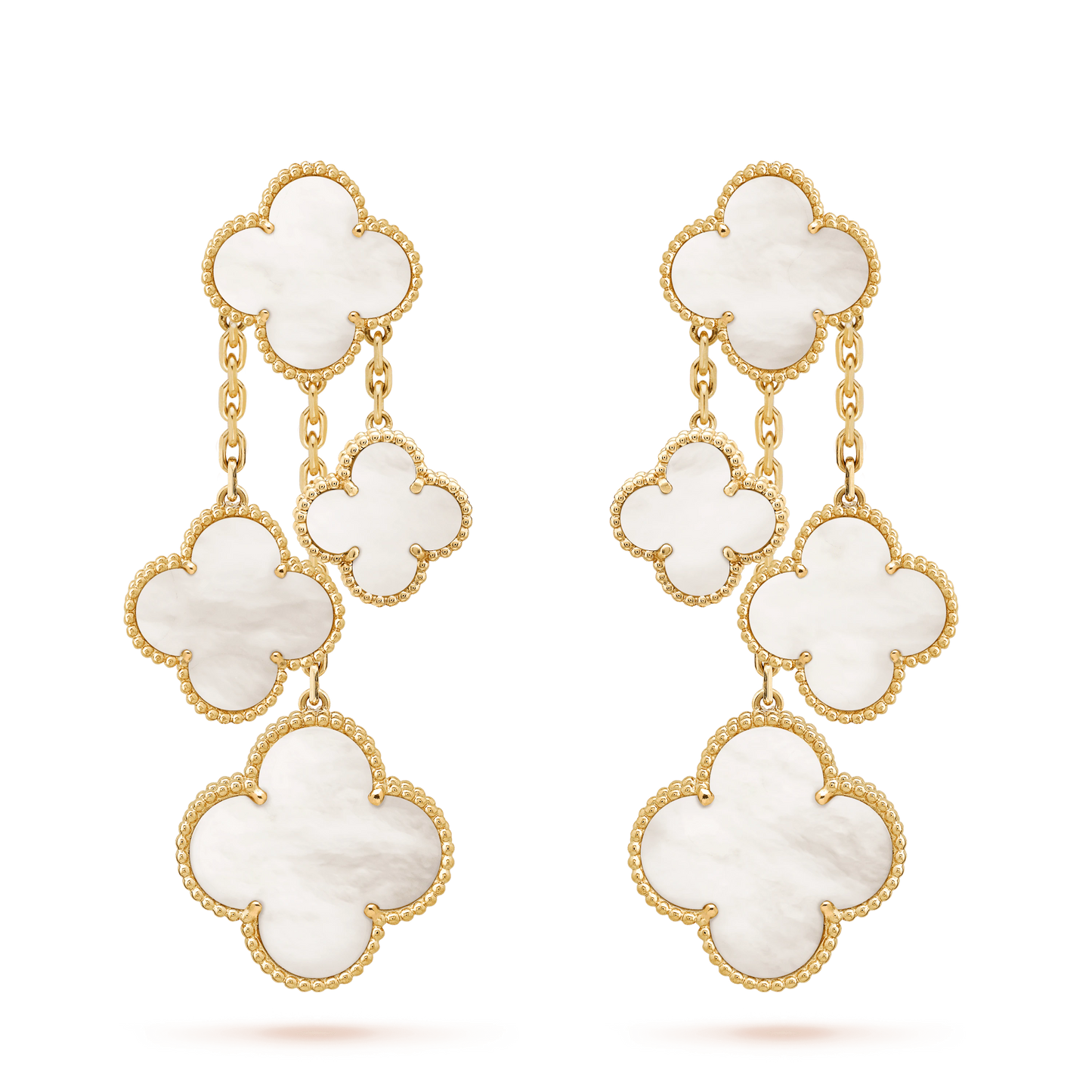 [⭐Aura]CLOVER EARRINGS WHITE MOP 4 MOTIFS GOLD