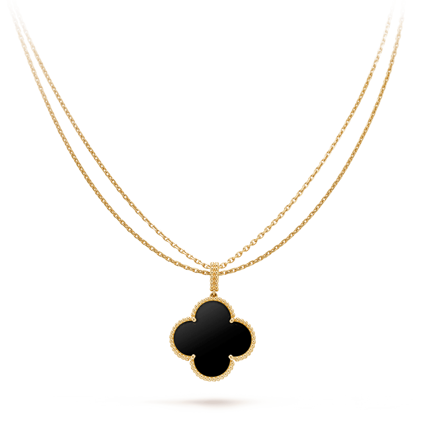 [⭐Aura]CLOVER 25MM GOLD ONYX BIG CLOVER NECKLACE