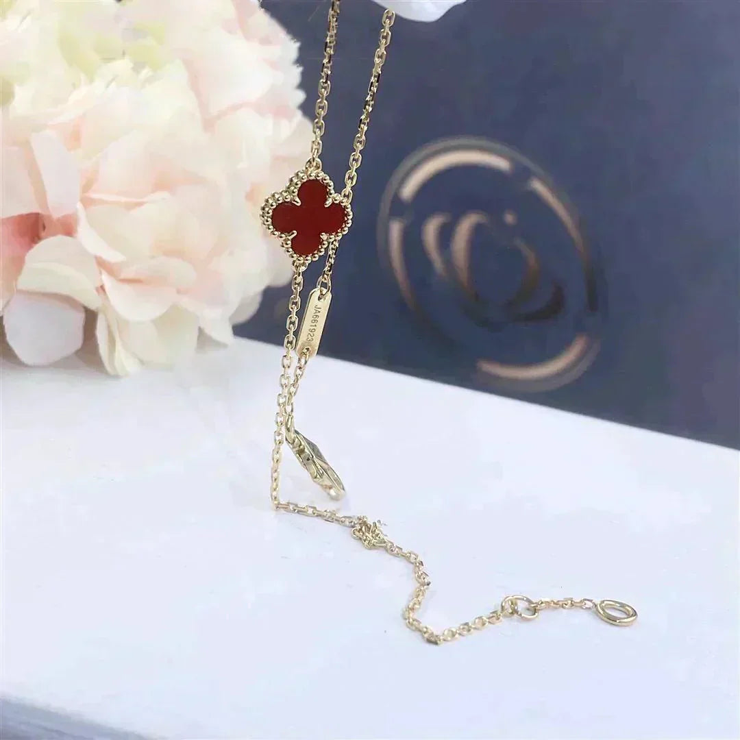 [⭐Aura]CLOVER  CARNELIAN SINGLE FLOWER BRACELET