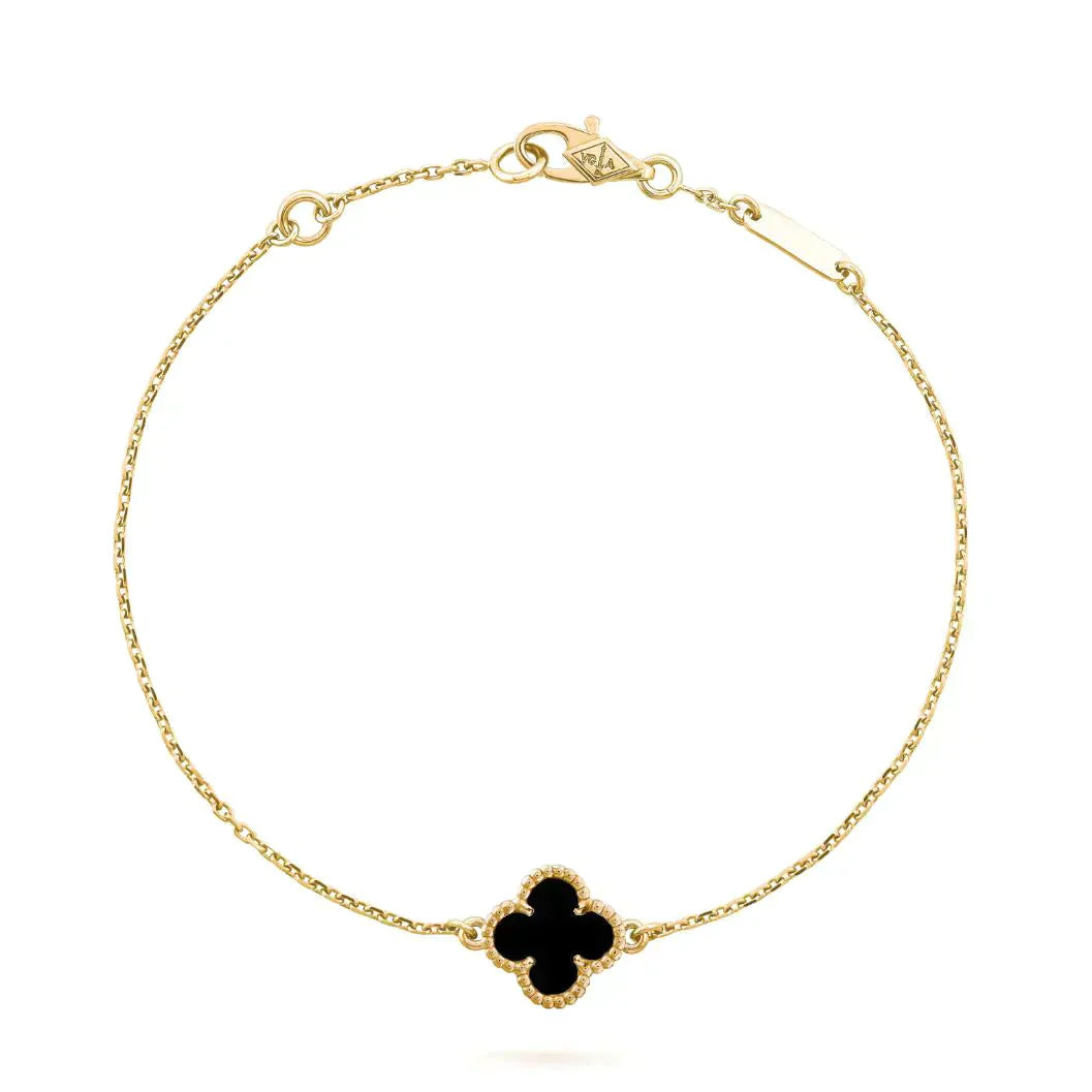 [⭐Aura]CLOVER ONYX SINGLE FLOWER BRACELET