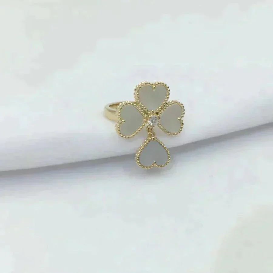 [⭐Aura]SWEET CLOVER WHITE MOP RING