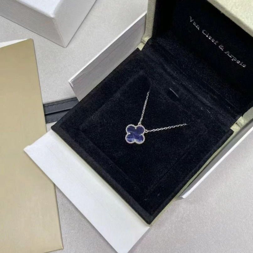 [⭐Aura]CLOVER 15MM PIETERSITE NECKLACE SILVER