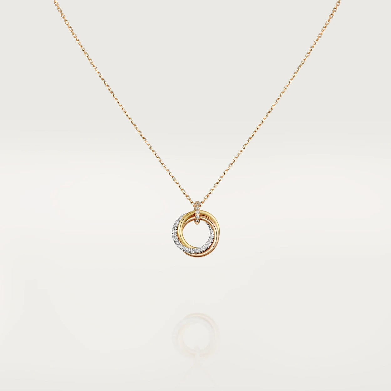 [⭐Aura]TRINITY NECKLACE SILVER GOLD PINK GOLD DIAMONDS