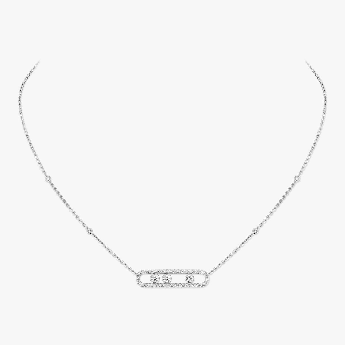 [⭐Aura] Move Pave_ Rose Gold Diamond Necklace