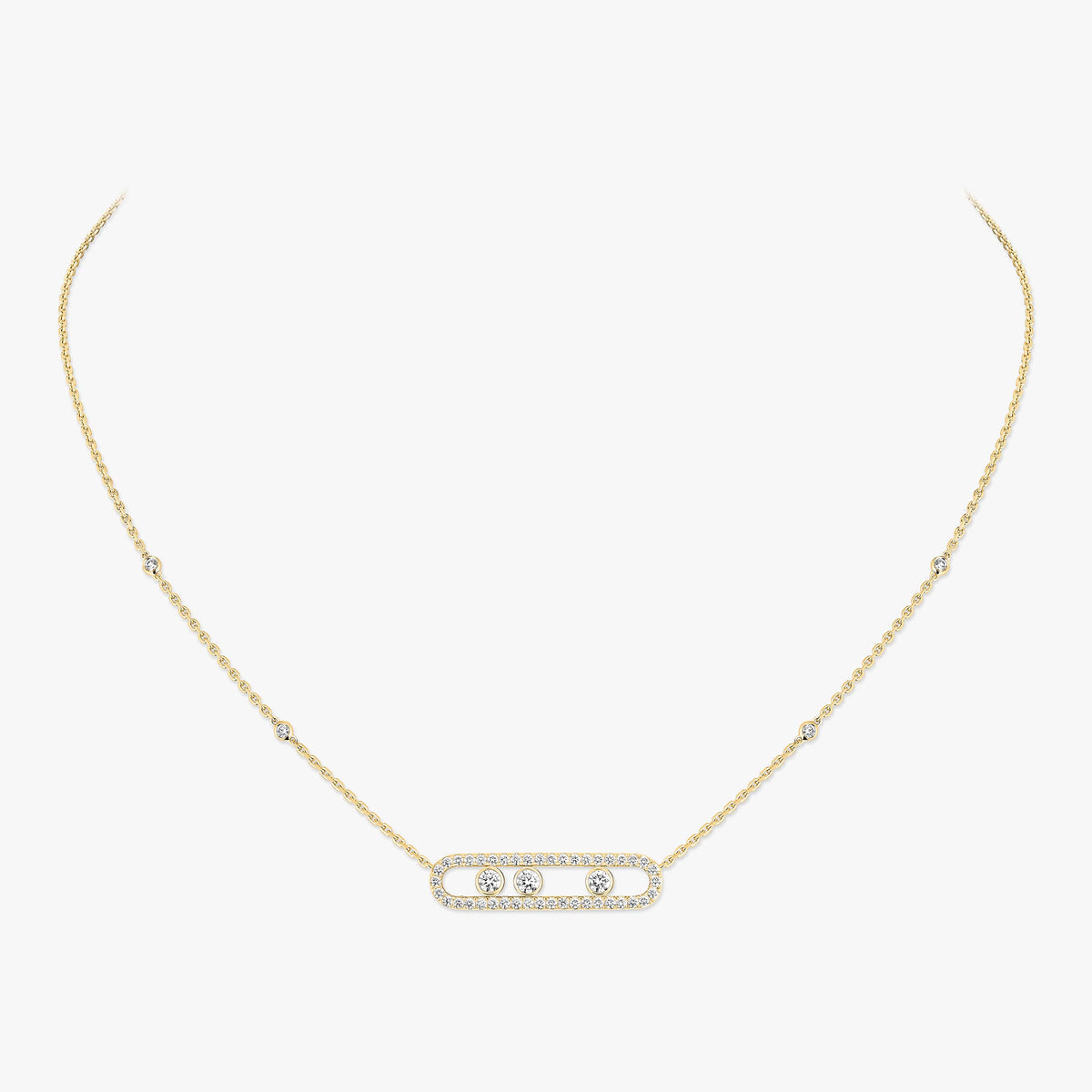 [⭐Aura] Move Pave_ Rose Gold Diamond Necklace