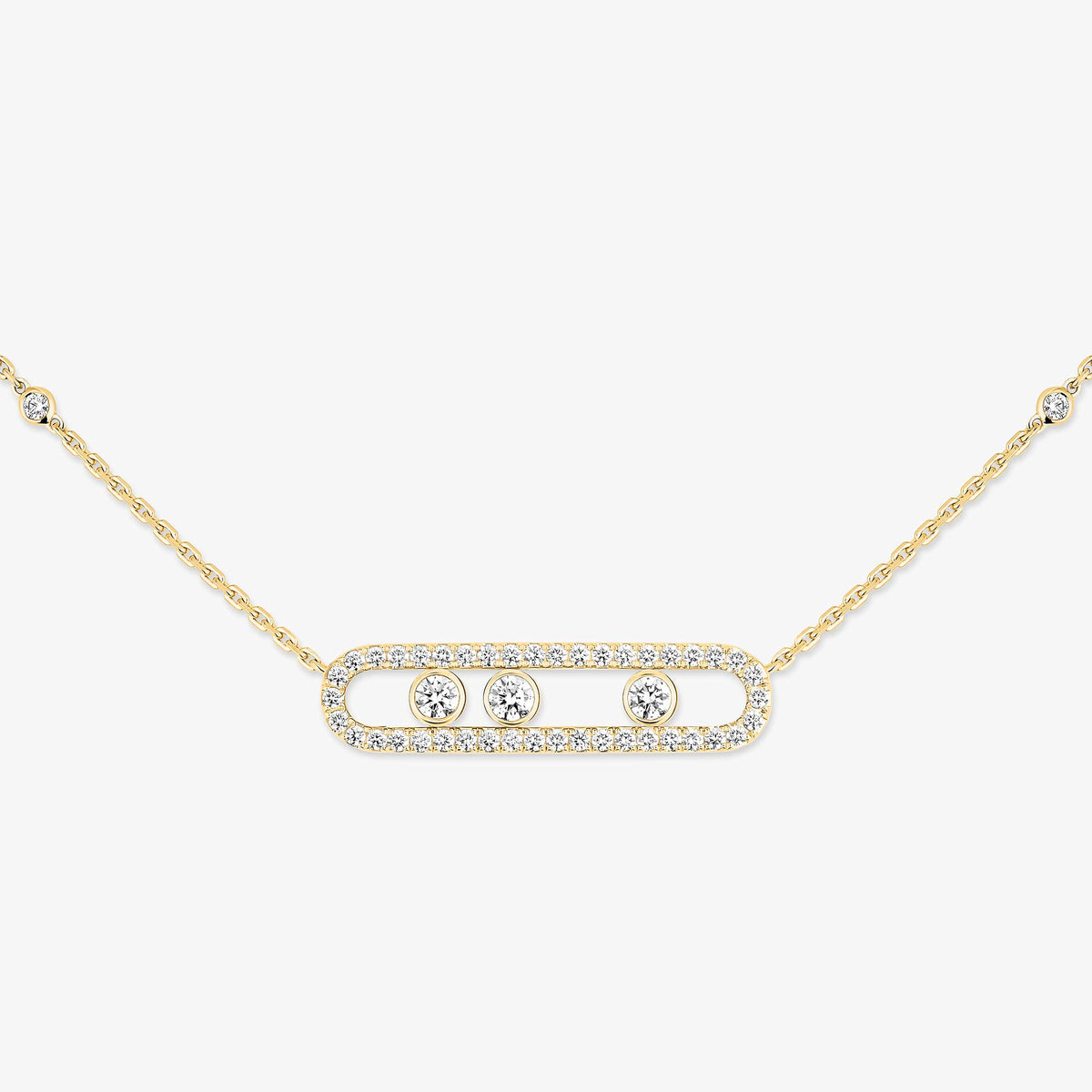 [⭐Aura] Move Pave_ Rose Gold Diamond Necklace