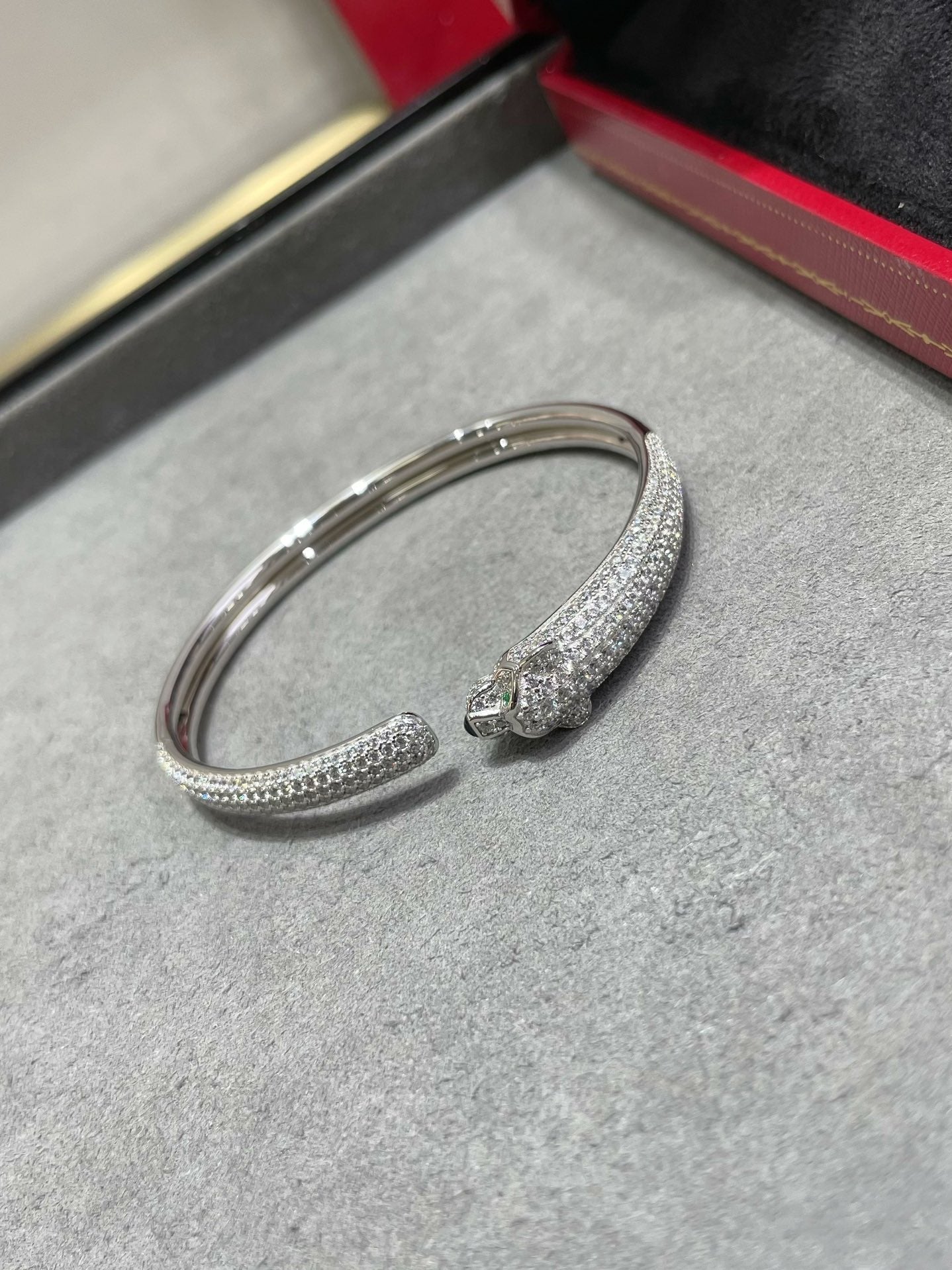 [⭐Aura]PANTHERE FULL DIAMOND OPEN BRACELET