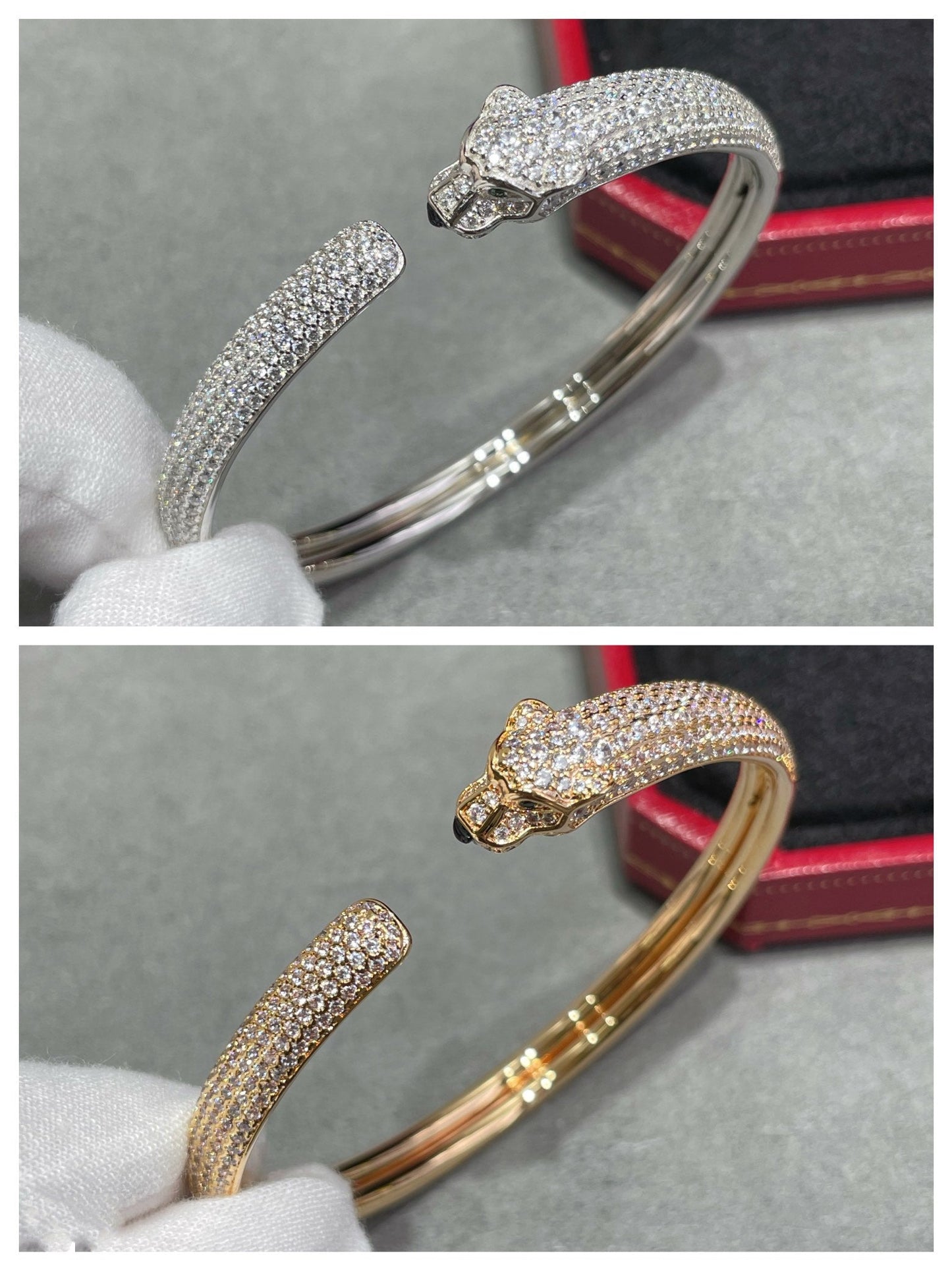 [⭐Aura]PANTHERE FULL DIAMOND OPEN BRACELET