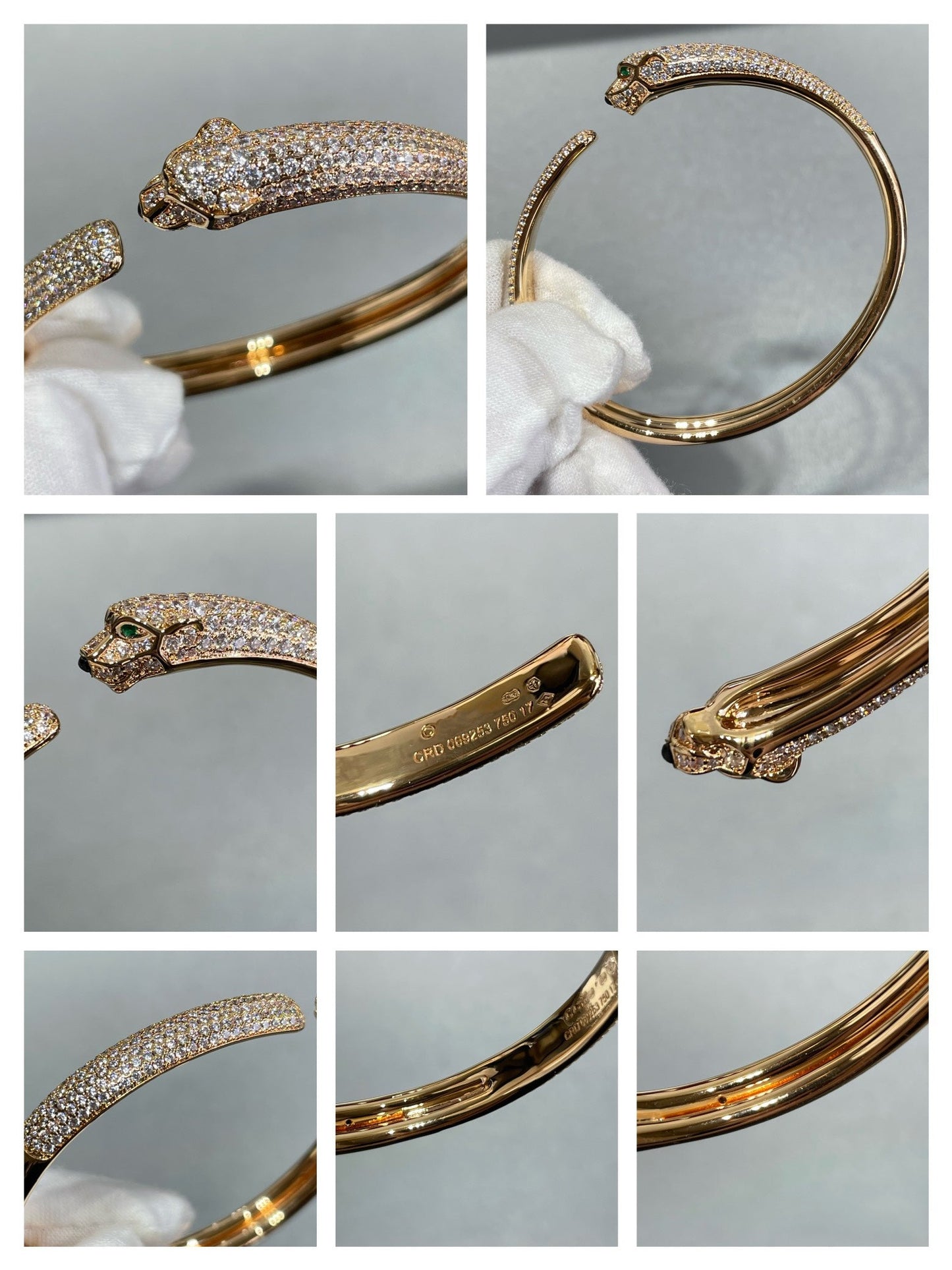 [⭐Aura]PANTHERE FULL DIAMOND OPEN BRACELET