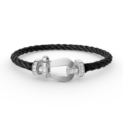 [⭐Aura]FORCE LARGE HORSESHOE HALF DIAMOND BRACELET SILVER