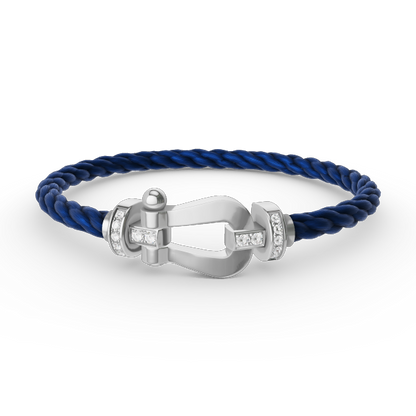 [⭐Aura]FORCE LARGE HORSESHOE HALF DIAMOND BRACELET SILVER