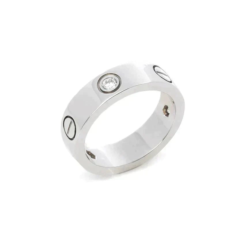 [⭐Aura]LOVE RING 5.5MM 3 DIAMONDS SILVER